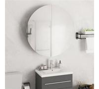 vidaXL Badkamerkast met ronde spiegel en LED 54 x 54 x 17,5 cm eiken345590 chêne G