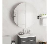 vidaXL Armoire de Salle de Bain Miroir Rond et LED Armoire de Rangement Meuble-lavabo de Toilette Maison Intérieur Gris 54x54x17,5 cm