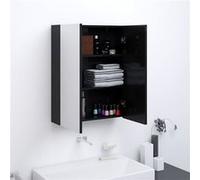 vidaXL Badkamerkast met spiegel 60x15x75 cm MDF glanzend zwart331524 Noir G