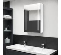 vidaXL Armoire de salle de bain à miroir LED Blanc brillant 50x13x70cm