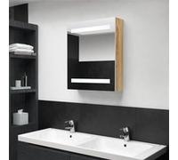 vidaXL Badkamerkast met spiegel en LED 50x14x60 cm wit eikenkleurig326485 Blanc G