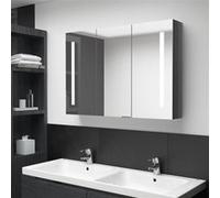 vidaXL Badkamerkast met spiegel en LED 89x14x62 cm glanzend grijs326528 Gris G