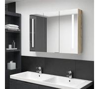 Cabinet de Miroir de Salle de Bain LED Bandes LED Doubles 3 Étagères Rangement 89x14x62 cm Blanc