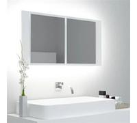 vidaXL Badkamerkast met spiegel en LED 90x12x45 cm acryl wit804972 Blanc G