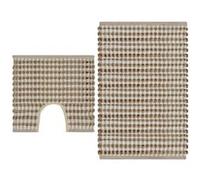 vidaXL Badmattenset handgeweven jute en stof naturel en wit133219 Blanc G