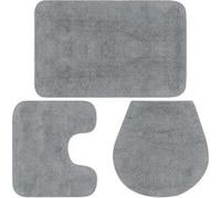 MPS Jeu de tapis de salle de bain 3 pcs Tissu Gris