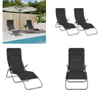 vidaXL Bain de soleil 2 pcs. noir Textilene & Pulverbeschicht. Acier - Bain de soleil - Bains de soleil - Lit de jour