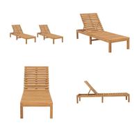 vidaXL Bain de soleil 2 pcs. Teck Massif - Bain de soleil - Bain de soleil en bois - Bain de soleil en bois massif
