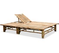 vidaXL Chaise longue à 2 places en bambou – Dossier réglable – Transat bain de soleil