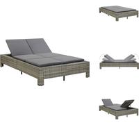 vidaXL Bain de soleil 2 personnes avec housse Gris Poly rotin - Lits de jardin