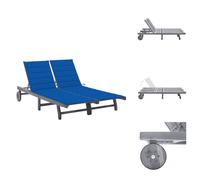 vidaXL Bain de soleil 2 personnes avec support Gris Acacia Bois massif - Bains de soleil
