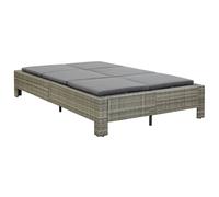 vidaXL Bain de soleil 2 personnes avec support Gris Poly Rattan