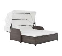 vidaXL Bain de soleil 2 personnes avec toit en poly rotin brun