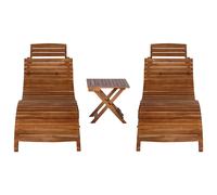 vidaXL Bain de soleil 3 pièces avec table de thé en bois massif d'acacia