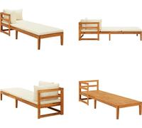 vidaXL Bain de soleil avec 1 accoudoir Blanc crème Bois massif Acacia - Bain de soleil - Bain de soleil en bois - Bain de soleil en bois