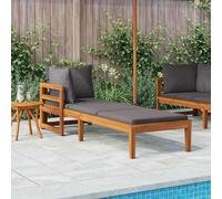 vidaXL Bain de soleil avec 1 accoudoir gris foncé bois massif acacia