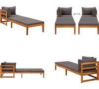 vidaXL Bain de soleil avec 1 accoudoir gris foncé bois massif acacia - Bain de soleil - Bain de soleil en bois - Bain de soleil en bois
