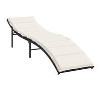 vidaXL Bain de soleil avec coussin noir 55x199x50 cm Poly rotin