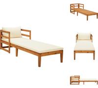 vidaXL Bain de soleil avec coussins blanc crème Bois massif Acacia - éléments de canapé de jardin