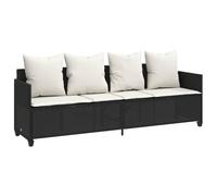 vidaXL Bain de soleil avec coussins noir Poly rotin