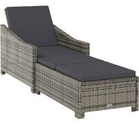 vidaXL Bain de soleil avec revêtement gris foncé Poly Rattan Gris