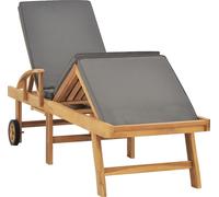 vidaXL Bain de soleil avec support en teck massif gris foncé