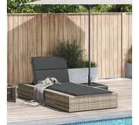 vidaXL Bain de soleil avec support flottant gris clair Poly rotin