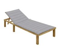 vidaXL Bain de soleil avec support gris Bois de pin imprégné