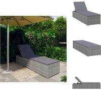 vidaXL Bain de soleil avec support Poly rotin gris - Bains de soleil