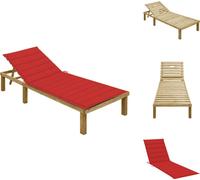 vidaXL Bain de soleil avec support rouge Bois de pin imprégné - Bains de soleil