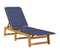 vidaXL Bain de soleil avec table bleu foncé bois massif acacia et tissu