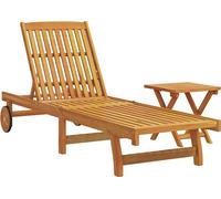 vidaXL Bain de soleil avec table en bois massif d'acacia