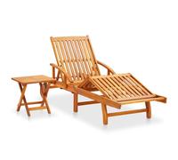 vidaXL Chaise longue avec table - Bois d'acacia