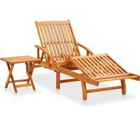 vidaXL Bain de soleil avec table et support en bois massif d'acacia