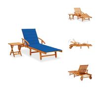 vidaXL Bain de soleil avec table et support en bois massif d'acacia - Bains de soleil