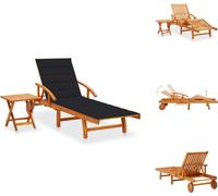 vidaXL Bain de soleil avec table et support en bois massif d'acacia - Bains de soleil