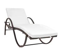 vidaXL Bain de soleil avec support et table Poly rotin brun