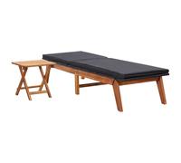 vidaXL Bain de soleil avec table Poly rotin et bois massif Acacia