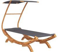 vidaXL Bain de soleil avec toit 100x190x134 cm Bois courbé massif Anthracite