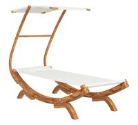 vidaXL Bain de soleil avec toit 100x190x134 cm Bois courbé massif Crème