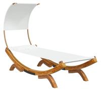 vidaXL Bain de soleil avec toit 100x200x126 cm Bois courbé massif Crème