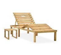 vidaXL Bain de soleil de jardin avec table et support Pin imprégné