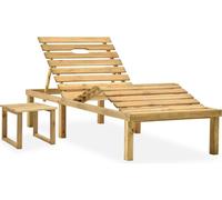 vidaXL Bain de soleil de jardin avec table et support Pin imprégné