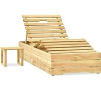 vidaXL Bain de soleil de jardin avec table et support Pin imprégné