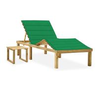 vidaXL Bain de soleil de jardin avec table et support Pin imprégné