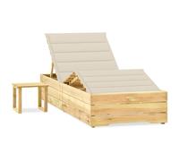 vidaXL Bain de soleil de jardin avec table et support Pin imprégné