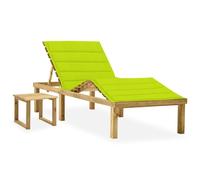 vidaXL Bain de soleil de jardin avec table et support Pin imprégné