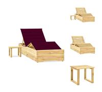 vidaXL Bain de soleil de jardin avec table et support Pin imprégné - Bains de soleil