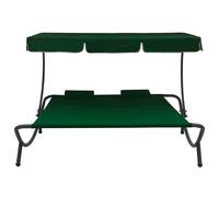 vidaXL Chaise longue avec toit solaire et coussin vert