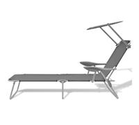 vidaXL Bain de soleil de jardin avec toit Gris Acier 58 x 189 x 27 cm
